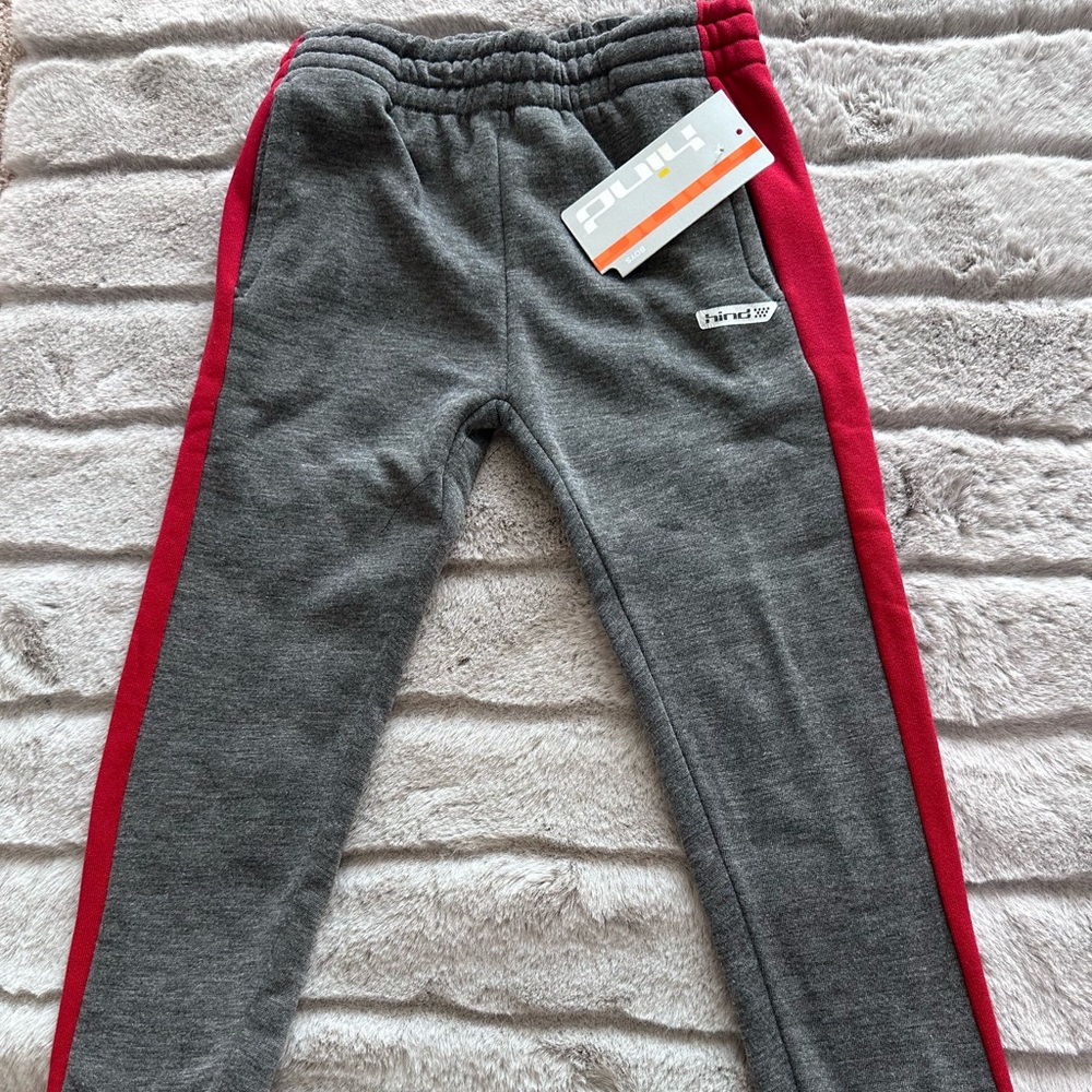 Hind Gray Sweatpants with Red Side Stripes